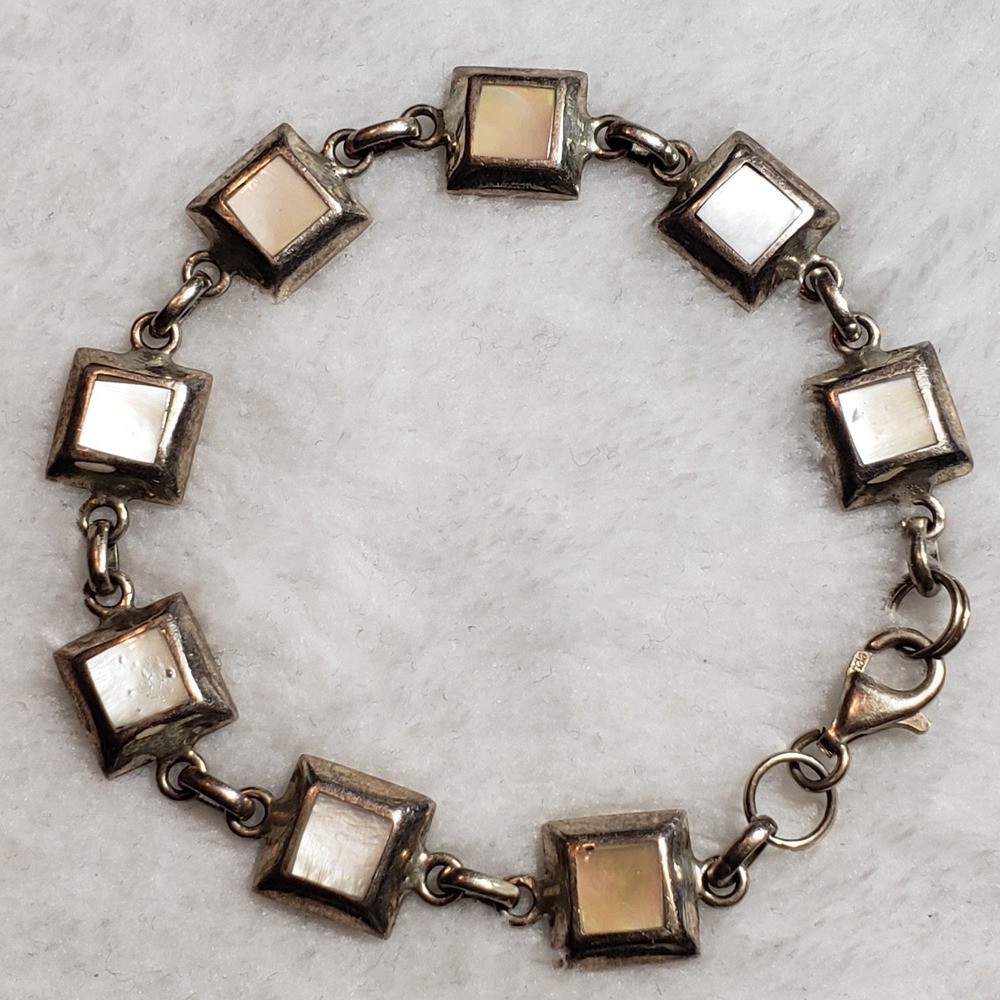 Vintage Mother of Pearl 925 stamped Bracelet.